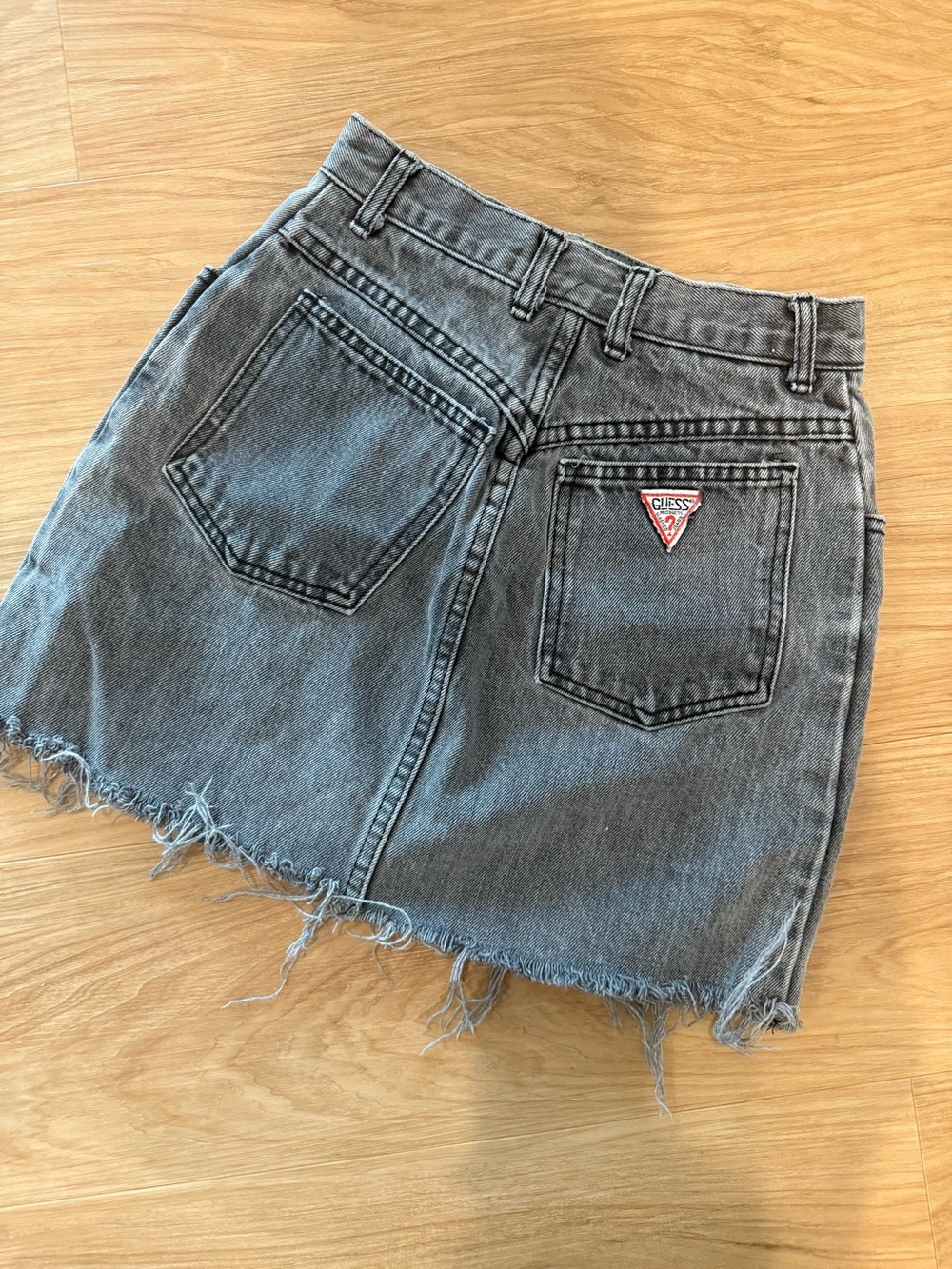 GUESS Vintage Washed Black Denim Mini Skirt